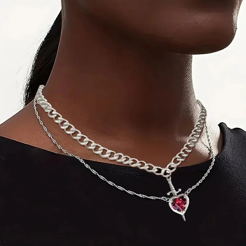 Heart and Sword Necklace