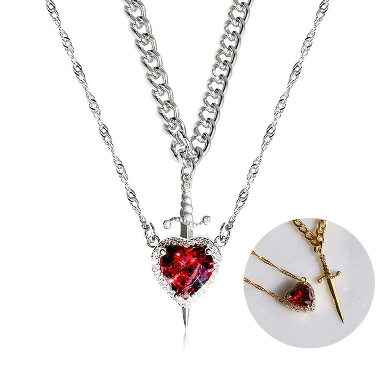 Heart and Sword Necklace